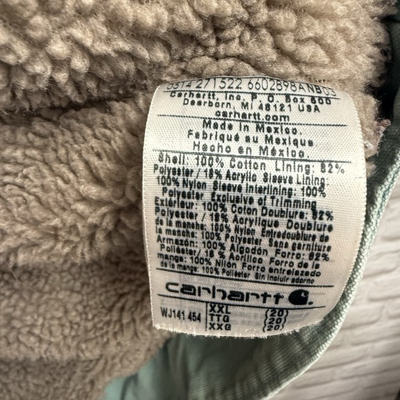 Carhartt WJ141 454 Seaglass Blue Sierra Sherpa Lined Jacket  Women's XXL (20) - Picture 5 of 16
